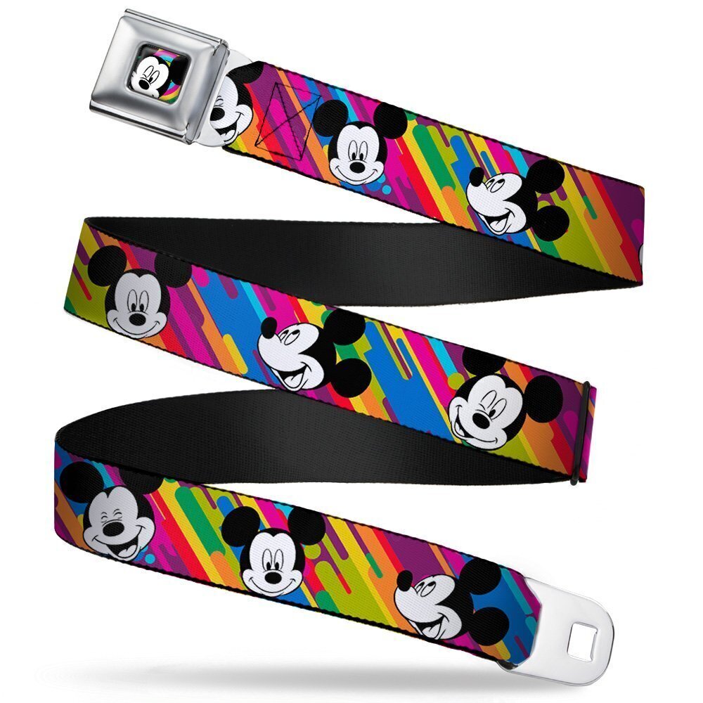 1557 Seatbelt Belt Mickey Mouse Expressions Multi Color White/Black